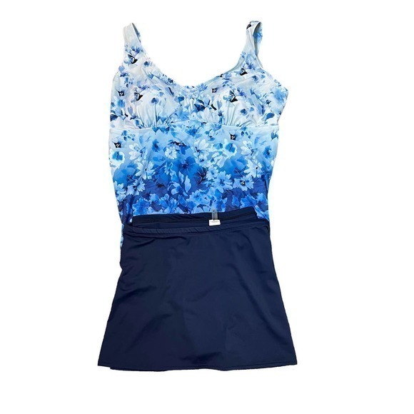 Swimsuits for all blue plus size tankini bathing suit swim skirt set size 18 - Picture 1 of 9